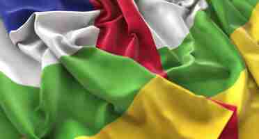 Free photo central african republic flag ruffled beautifully waving macro close-up shot