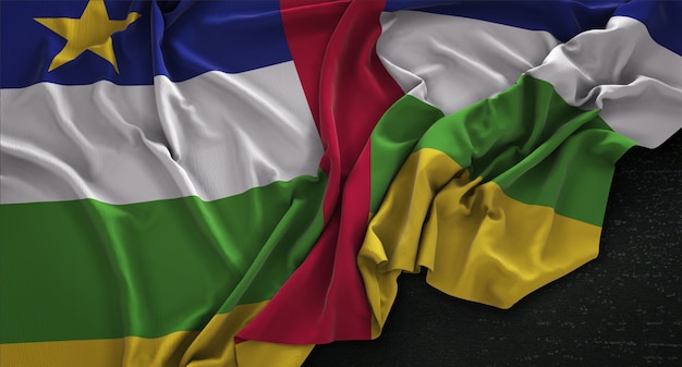 Free photo central african republic flag wrinkled on dark background 3d render