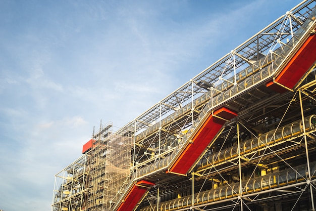 Free Photo centre pompidou under a blue sky and sunlight during daytime in paris in france