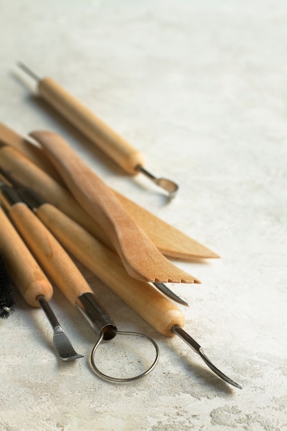 Free photo ceramic and pottery tools still life