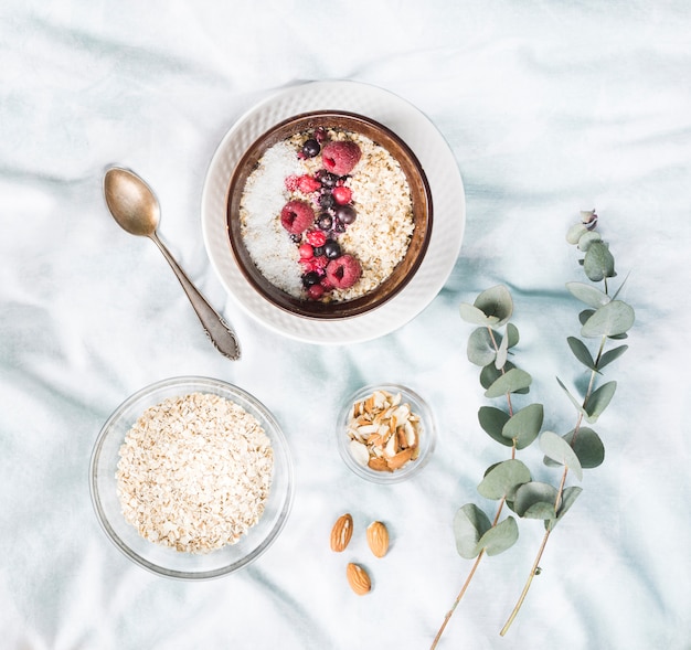 Cereals breakfast in bed