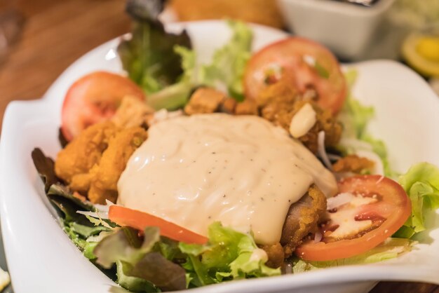 cesar salad with fried chicken