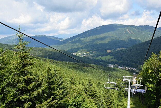 "Chairlift in skiing resort"