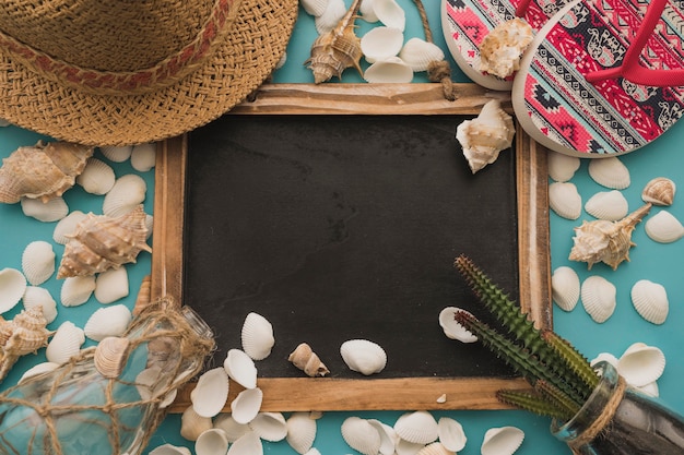 Free Photo chalkboard, hat and marine elements