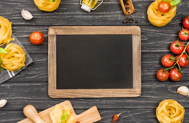 Chalkboard ingredients for italian food