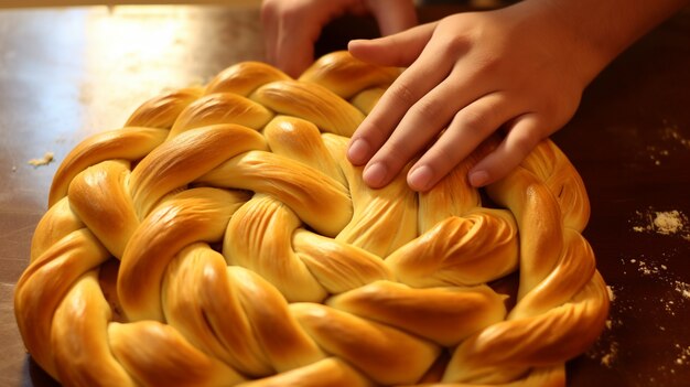 Challah dish for hanukkah on table