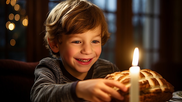 Free photo challah dish for hanukkah on table