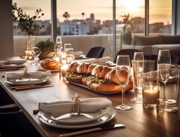 Challah dish for hanukkah on table