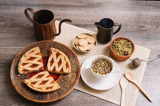 Chamomile tea and desserts