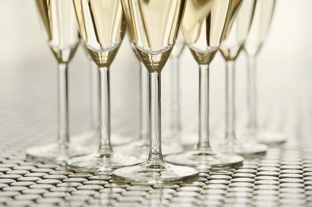 Champagne glasses with champagne