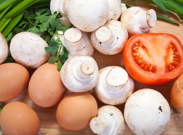 champignon mushroom with eggs