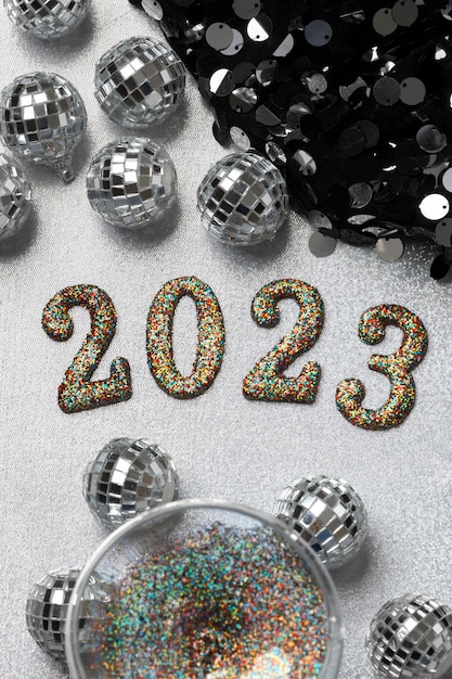 Free photo change of year with glitter  above view