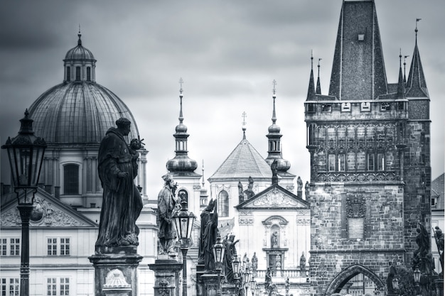 Free Photo charles bridge and monuments in prague.