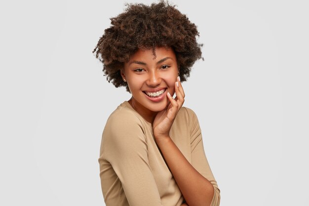 Charming beautiful girl has Afro hairstyle