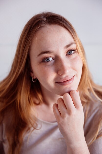 Charming woman looking at camera