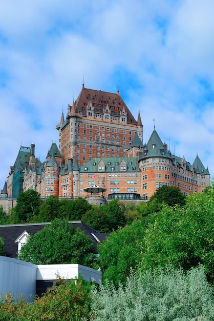 Chateau Frontenac in the day with cloud and blue sky in Quebec City