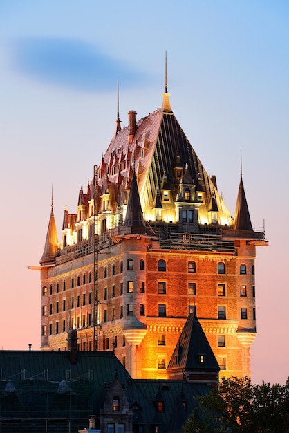 Chateau Frontenac at dusk in Quebec City