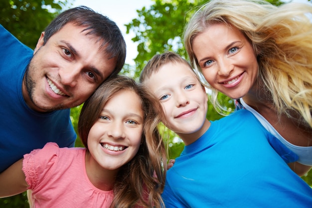 Cheerful family enjoying outdoors