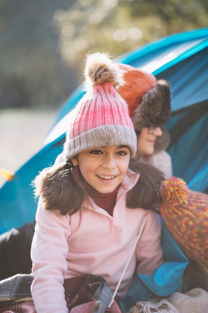 Free photo cheerful girl in nature