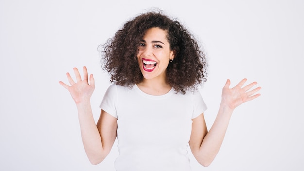 Cheerful woman looking at camera