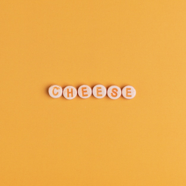 Free photo cheese word with beads