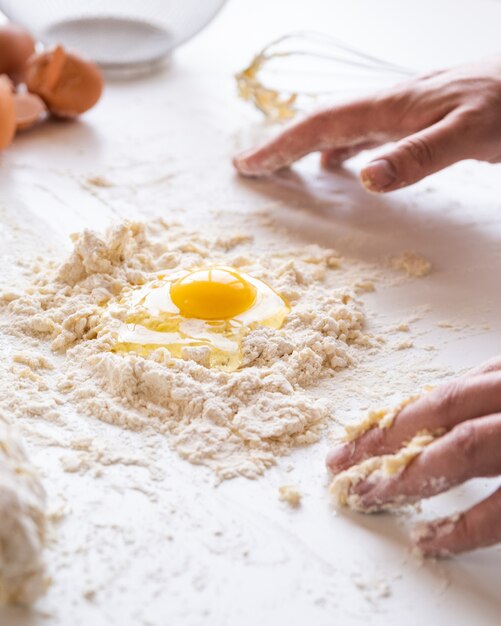 Chef making pasta dough