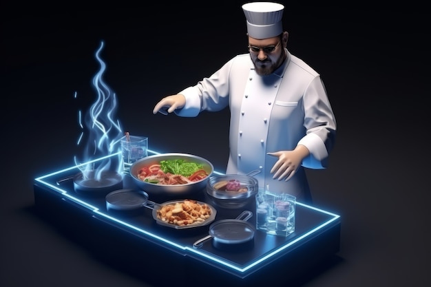 Free Photo chef using ar technology in his profession