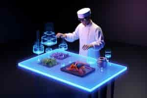 Free photo chef using ar technology in his profession