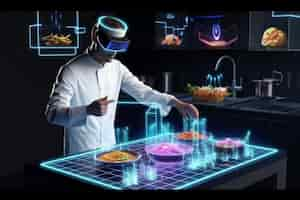 Free photo chef using ar technology in his profession