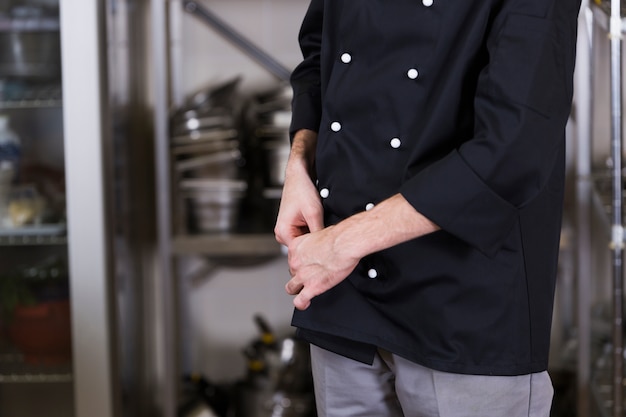 Chef with uniform and utensil kitchen