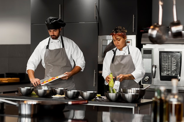 Chef working together in a professional kitchen