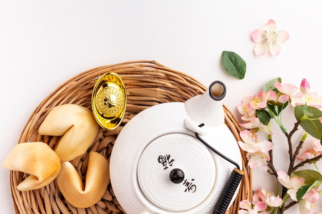 Cherry blossom and teapot chinese new year