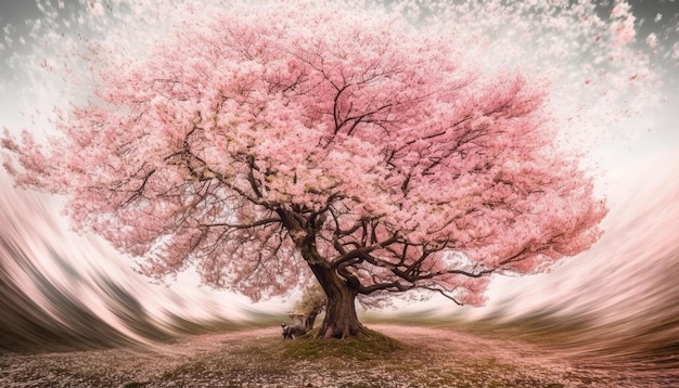 Free photo cherry blossom tree in full spring bloom generated by ai