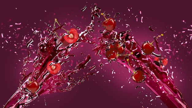 Free photo cherry juice splash background