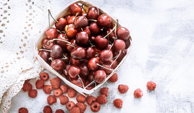 cherry in a small basket