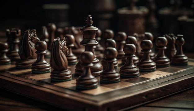 Chess board wood material strategic success generated by AI