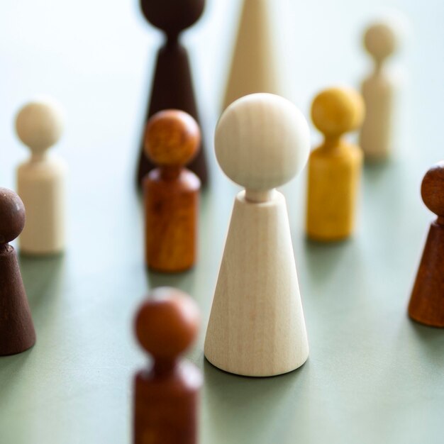 Chess wooden pieces close-up