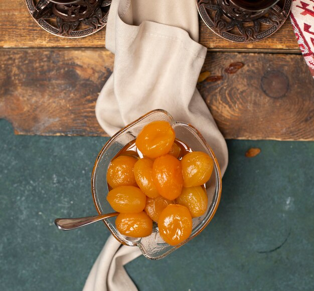 Free Photo chestnut confiture on the wooden board top view