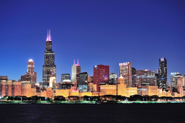 Chicago skyline at dusk