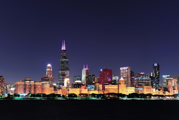 Chicago skyline at dusk