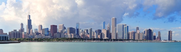 Chicago skyline over Lake Michigan