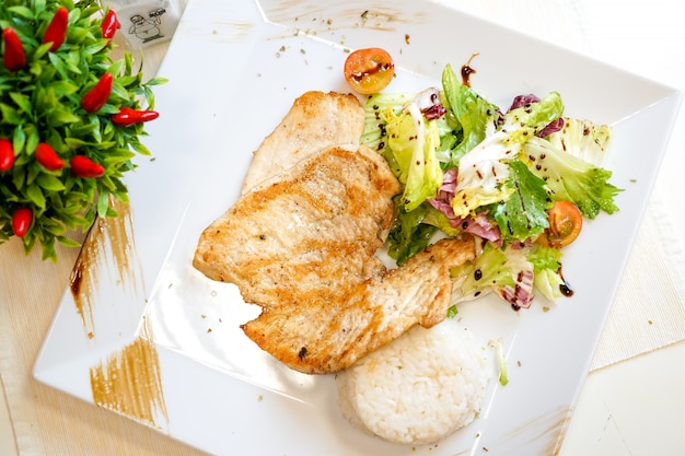 Chicken dish on a restaurant table