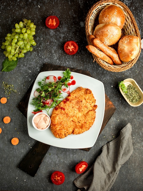 Chicken fillet in batter with mayonnaise