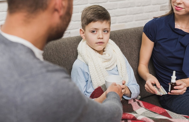 Child being looked after by his parents