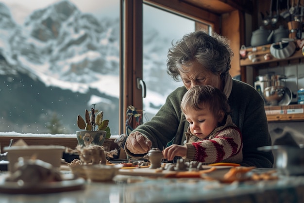 Free Photo child doing artisanal work