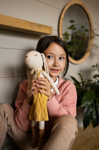 Free Photo child doing household activities indoors