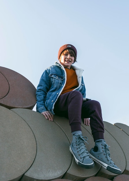 Child having fun outdoors