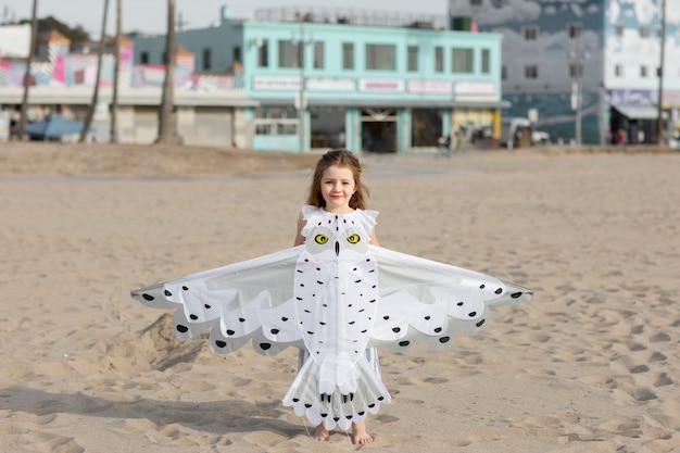 Child having fun with kite