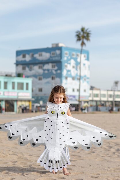 Child having fun with kite