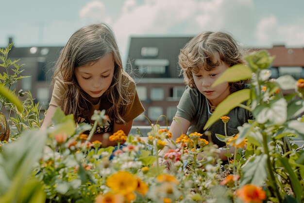 Child learning to garden